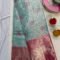 Kanchipuram Semi Pattu Saree, Blue Green Silk Saree, Red Border Saree, South Indian Wedding Saree, Traditional Pattu Sarees, Affordable Kanchipuram Saree, Saree for Festive Wear, Elegant Silk Saree Online, Bridal Saree Look, Buy Sarees Online India